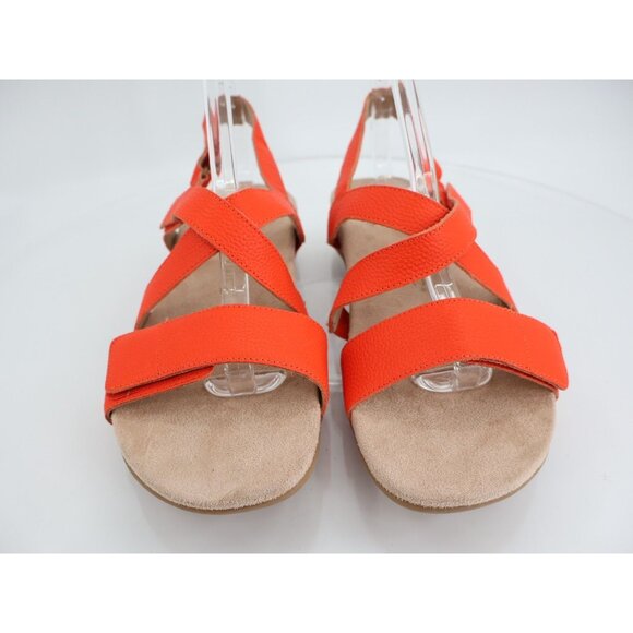 Vionic Raya Sandals Womens 10 Orange Leather Wedge Orthotic Adjustable - Picture 3 of 11